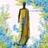 Hand painted silk georgette salwar suit – Blue Iris on Yellow
