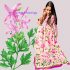 Hand painted silk georgette saree – Pink Magnolia on Pink
