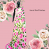 Hand painted silk georgette saree – Pink Roses on White