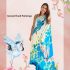Hand painted satin silk saree – Crane on Blue