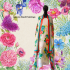 Hand painted silk georgette salwar suit – Lilies and Forget-me-nots